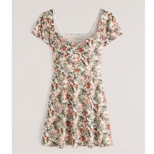 Abercrombie & Fitch Knot Front Mini Dress in white floral